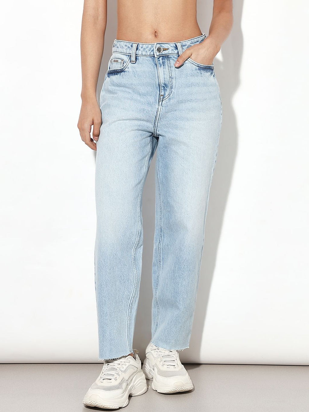 Light Blue High Rise Slouchy Fit Jeans