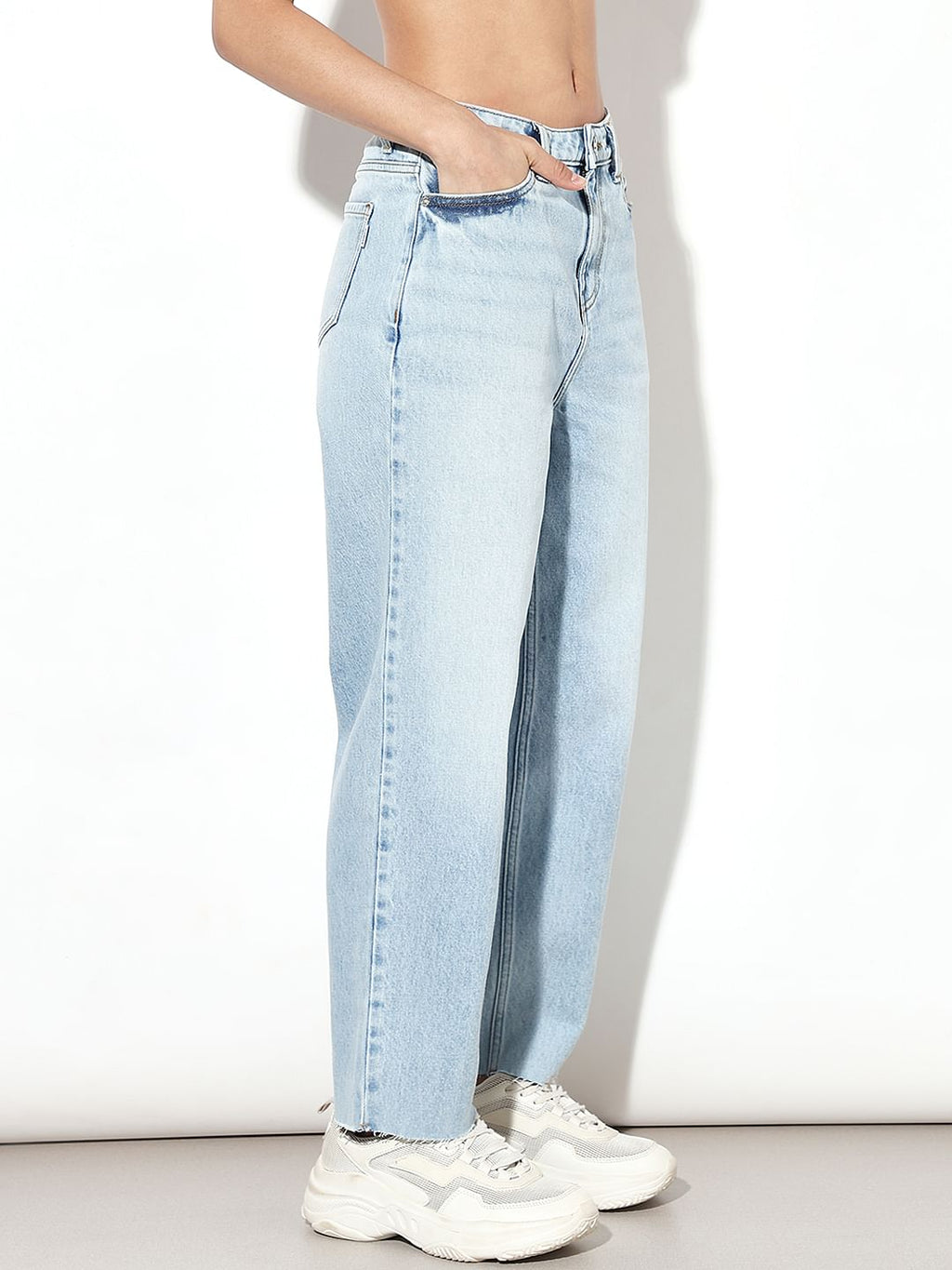Light Blue High Rise Slouchy Fit Jeans