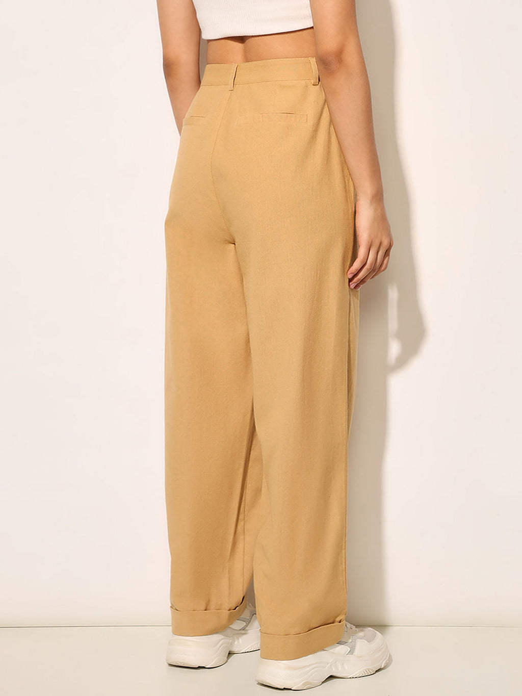 Brown High Rise Loose Fit Pants