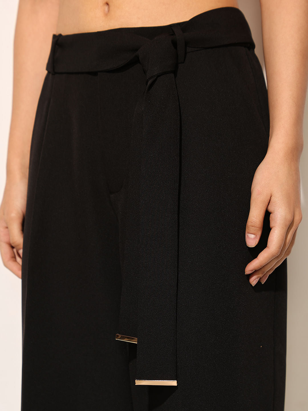 Black High Rise Tailored Pants