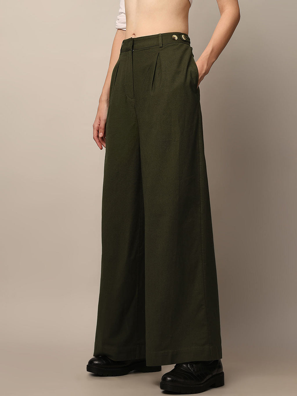 Dark Green Co-Ord Set Straight Pants
