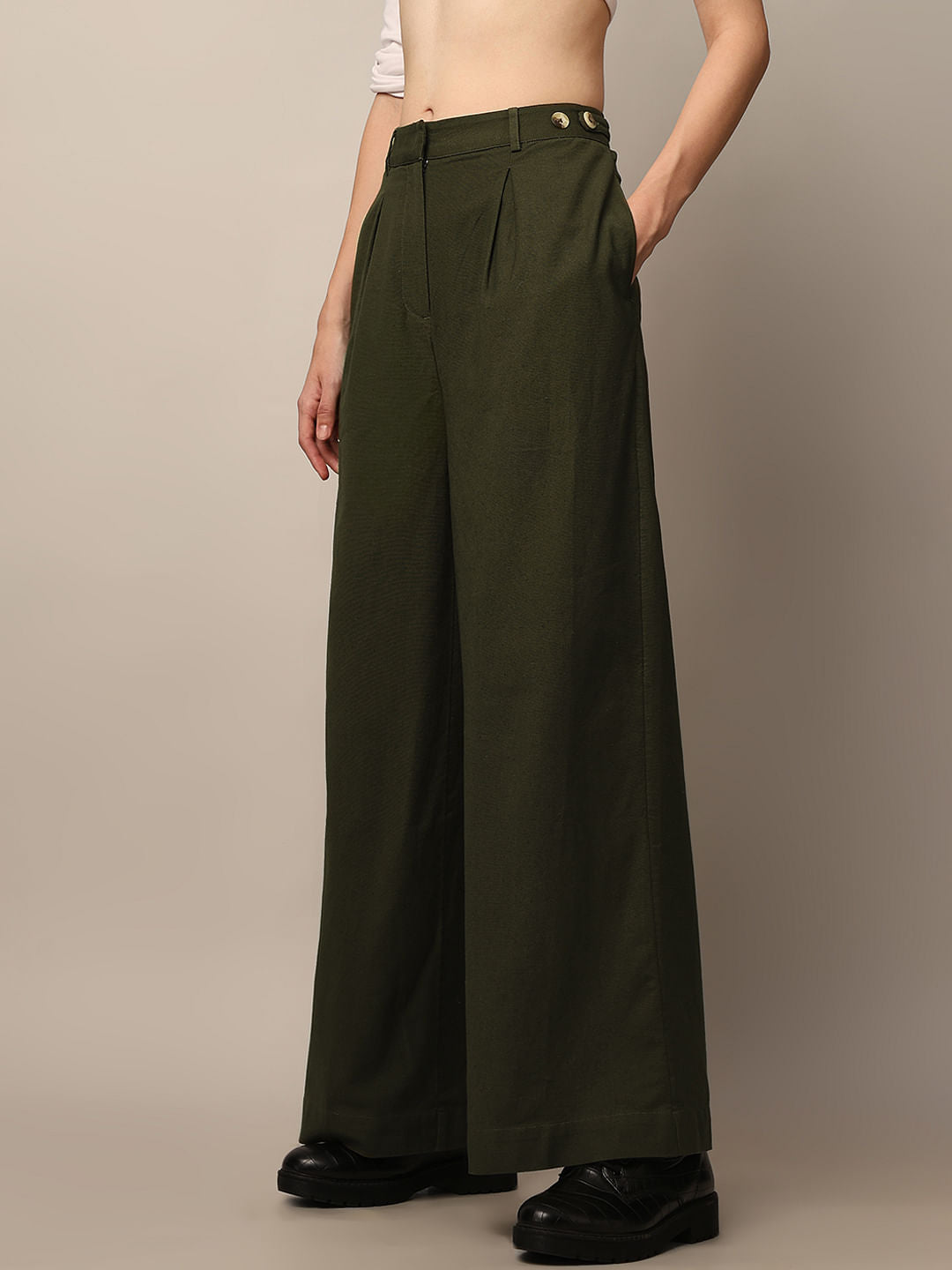 Dark Green Co-Ord Set Straight Pants
