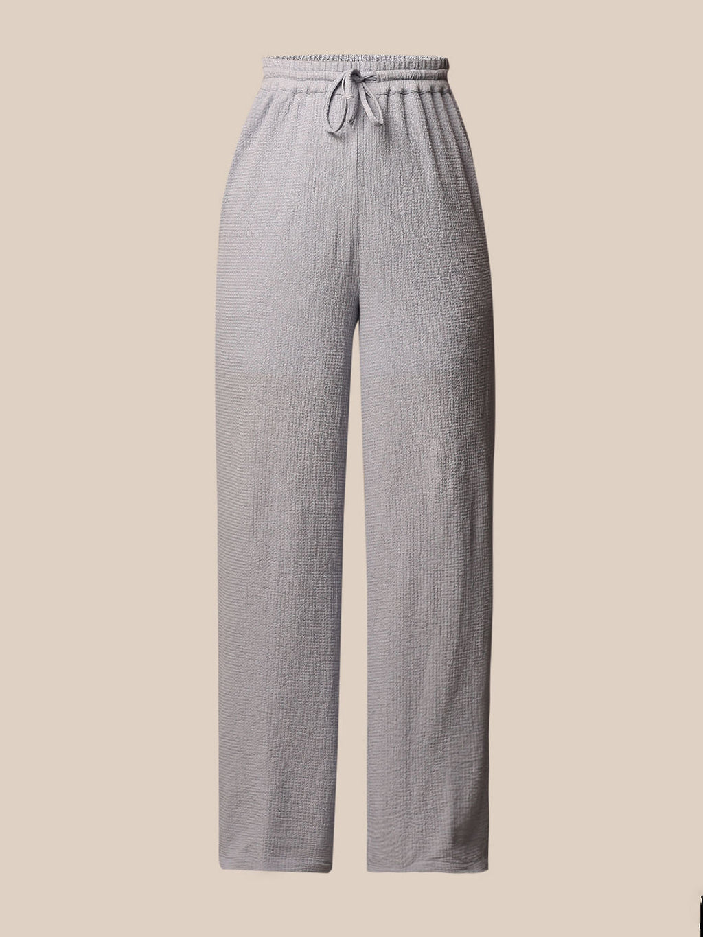 Blue Textured Pull On Pants