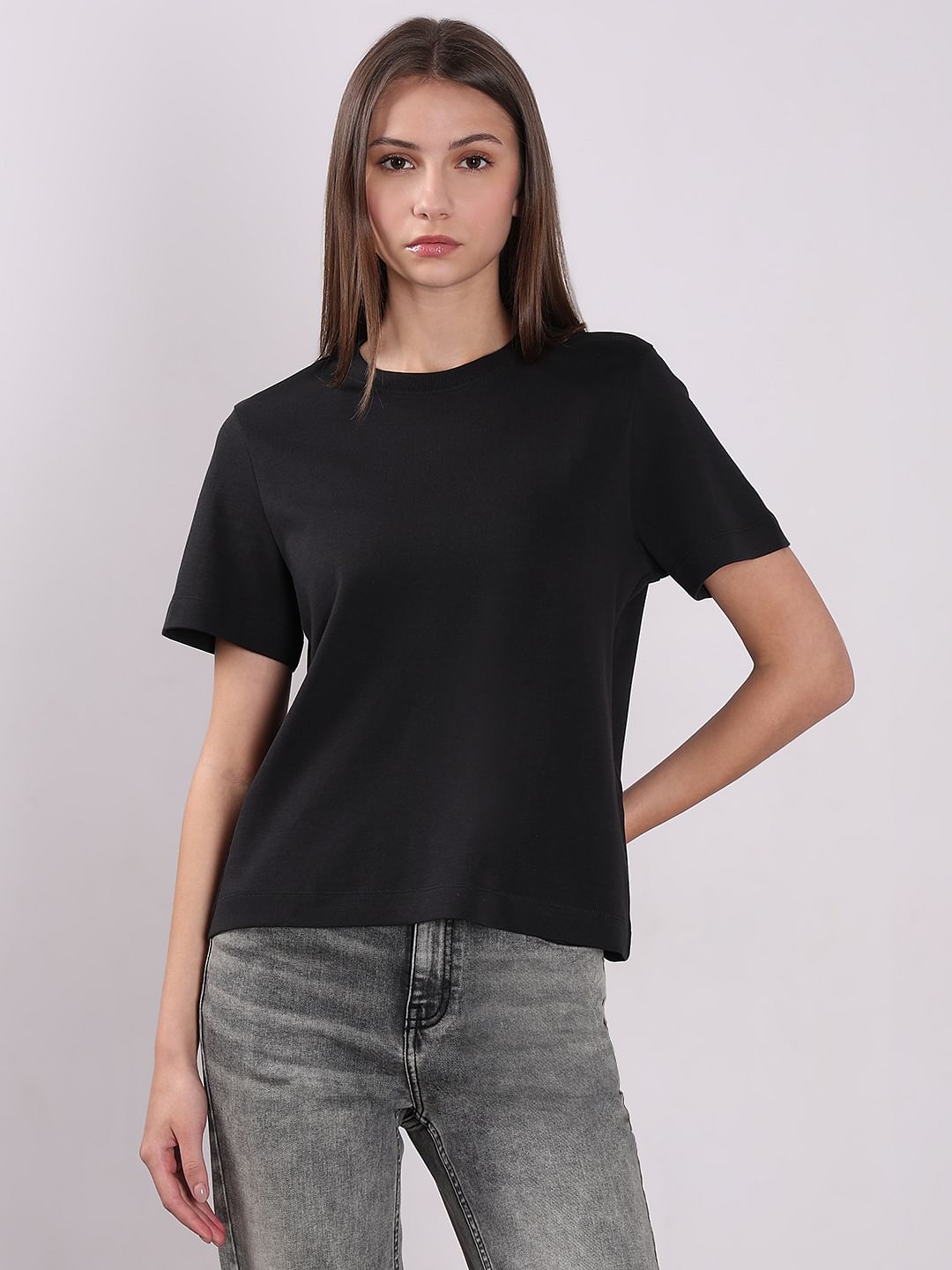 Black Cotton O-Neck T-Shirt
