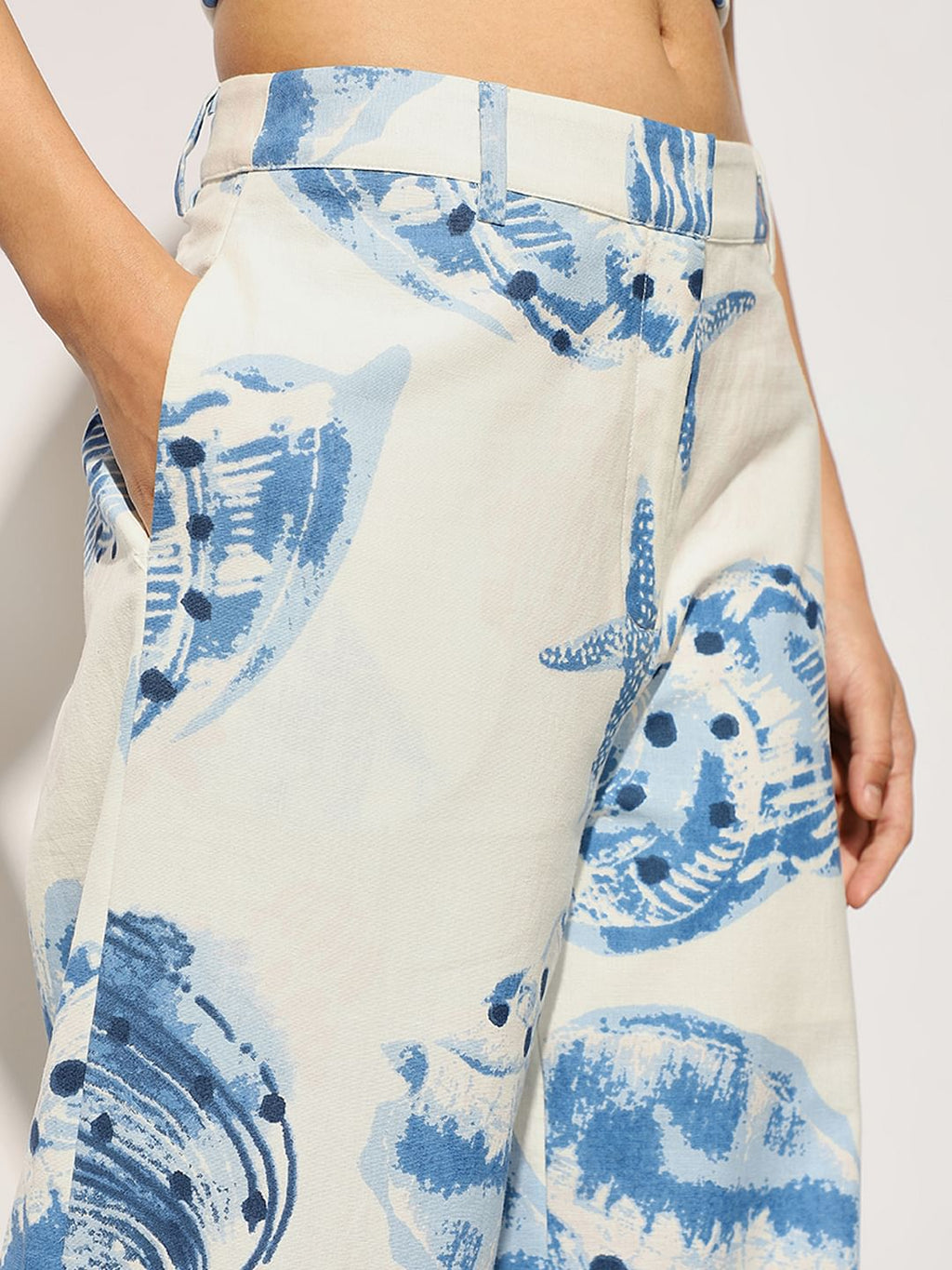White Printed Straight Fit Co-Ord Set Pants
