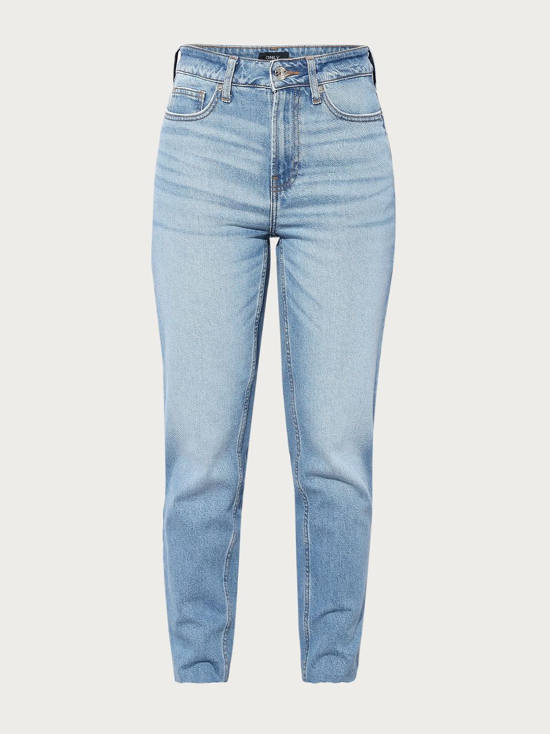 Light Blue High Rise Straight Fit Jeans