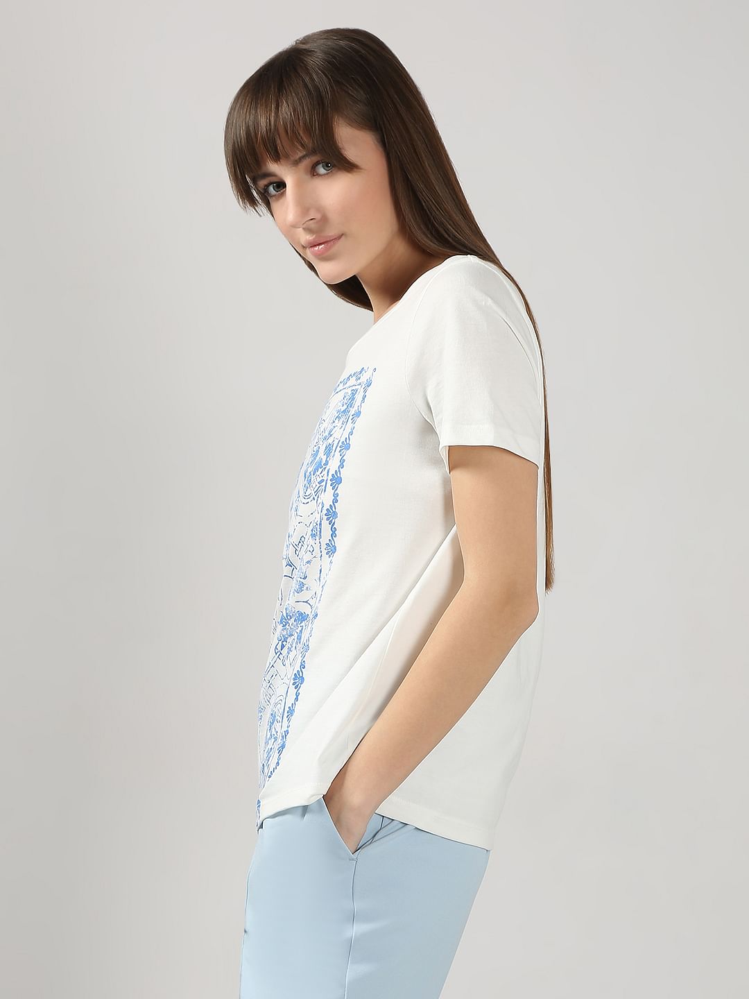 White Printed T-Shirt