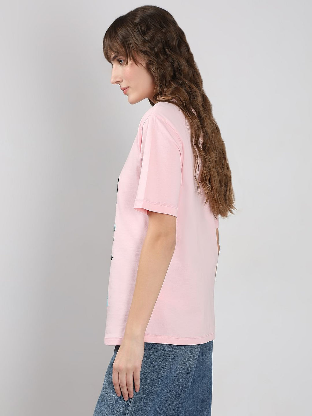 Pink Printed Cotton T-Shirt
