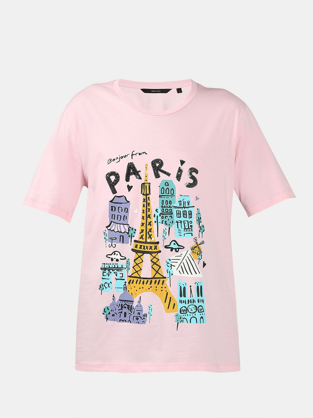 Pink Printed Cotton T-Shirt