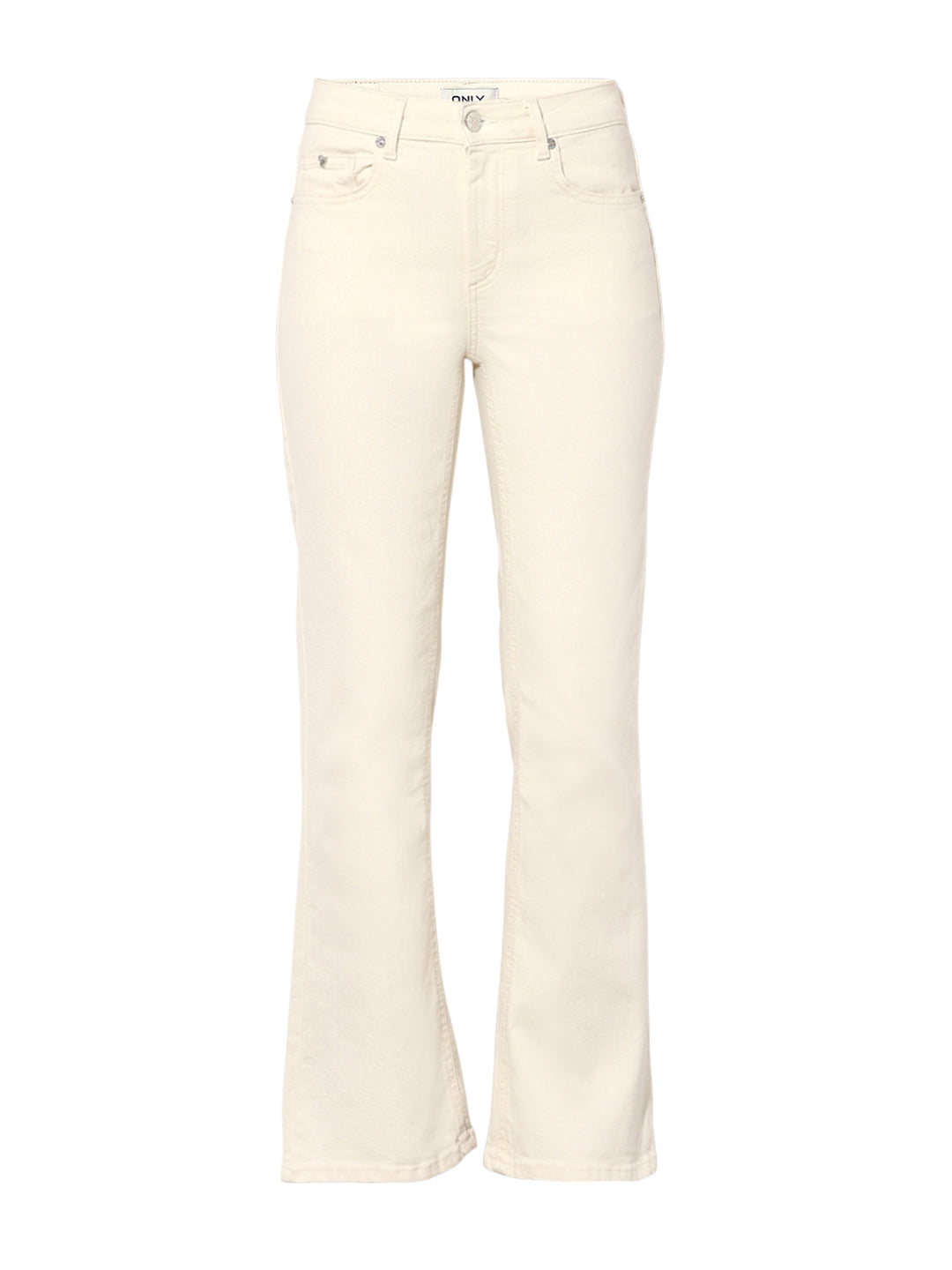 Ecru Mid Rise Flared Jeans