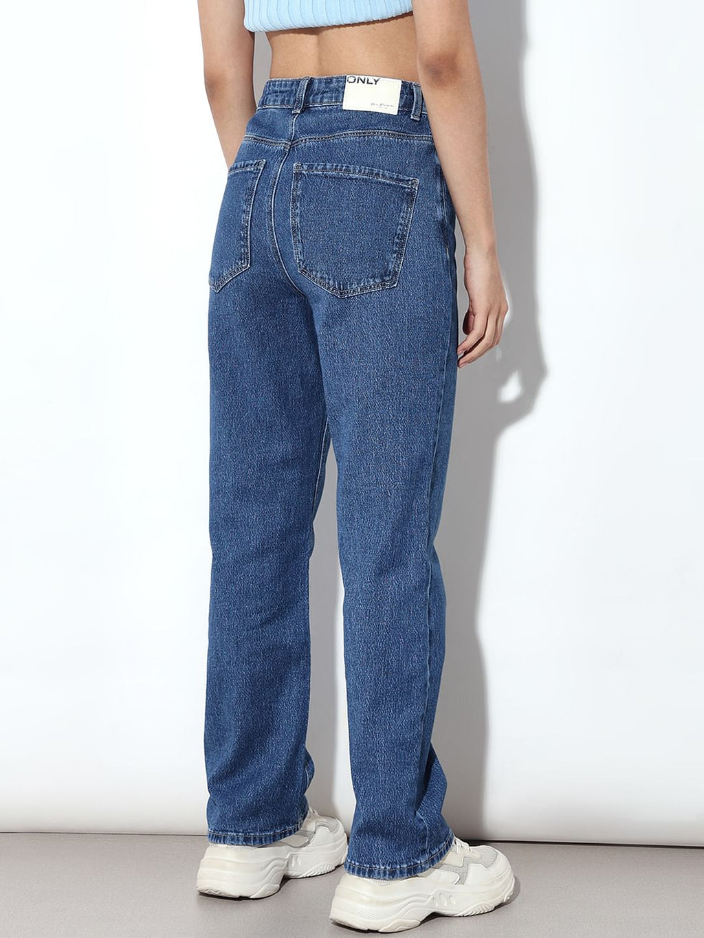 Blue High Rise Straight Fit Jeans