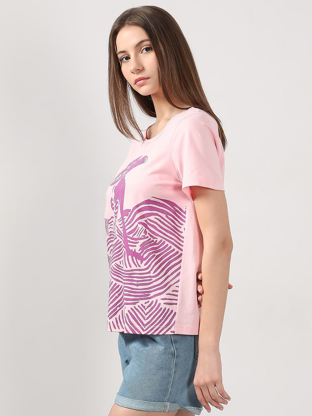 Pink Graphic Print Cotton T-Shirt
