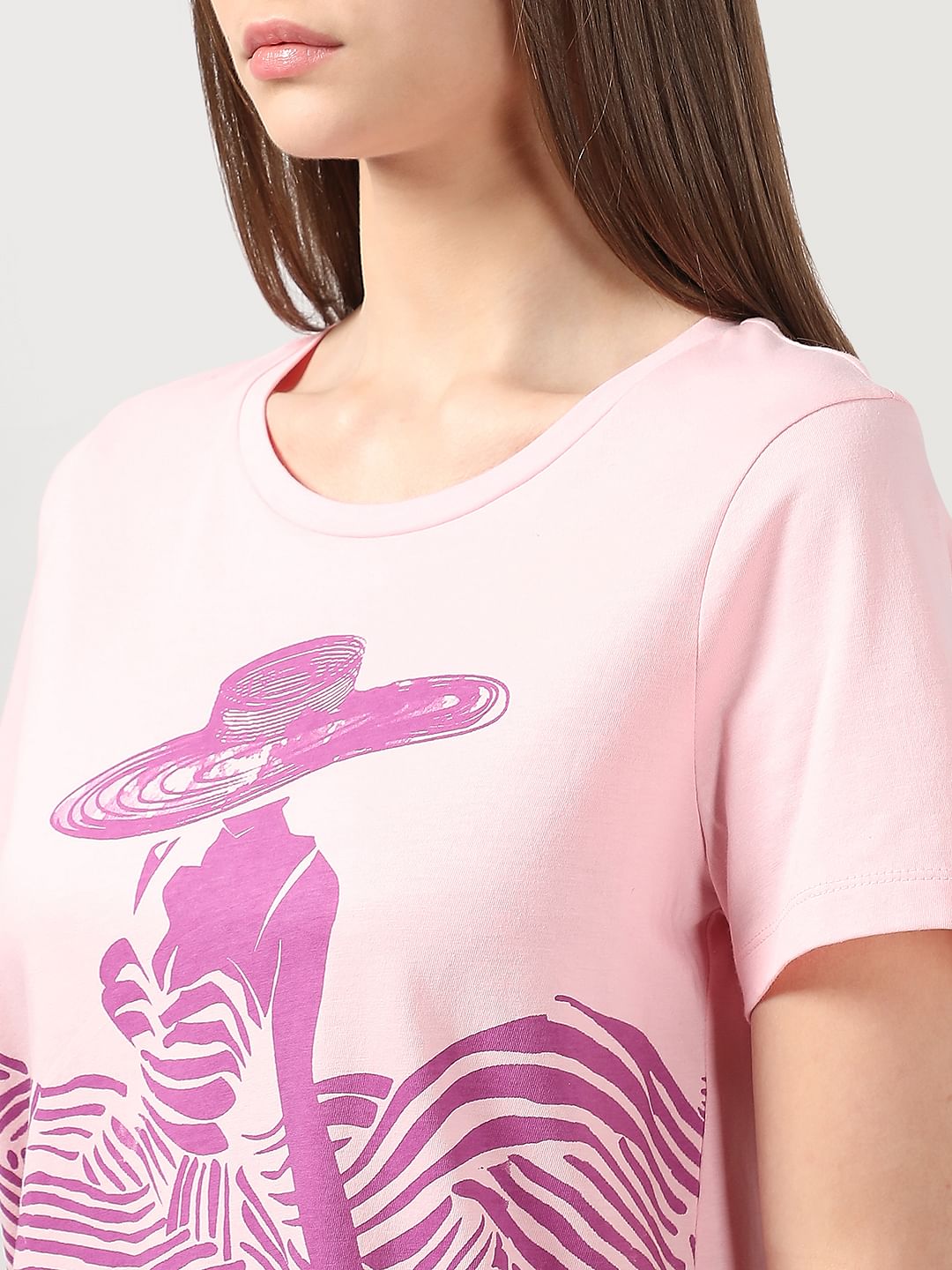 Pink Graphic Print Cotton T-Shirt