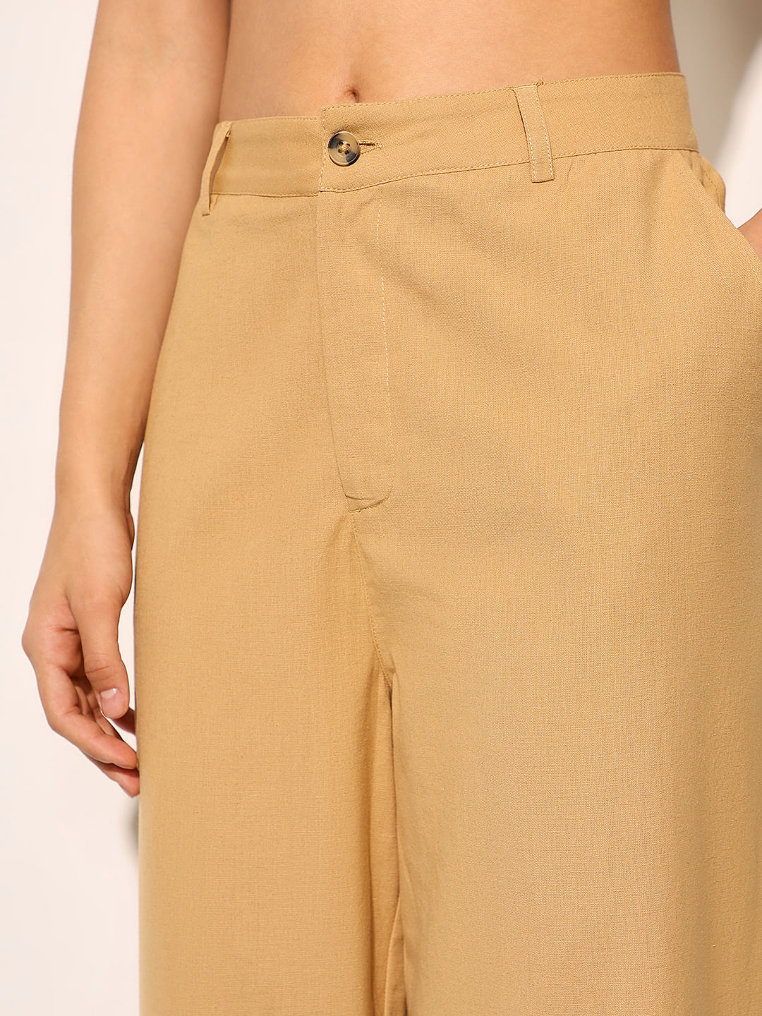 Brown High Rise Loose Fit Pants