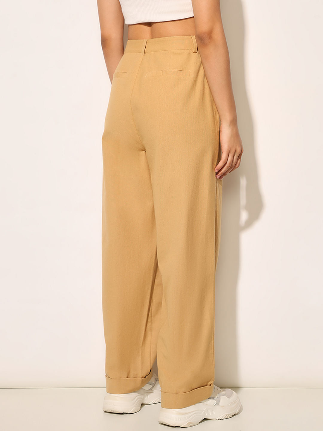 Brown High Rise Loose Fit Pants