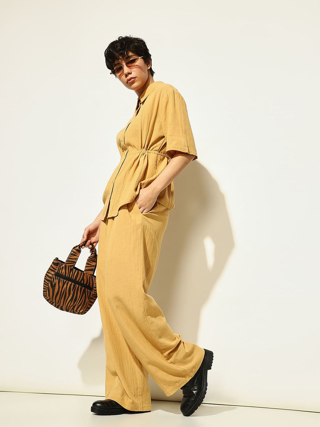 Mustard High Rise Co-Ord Set Pants
