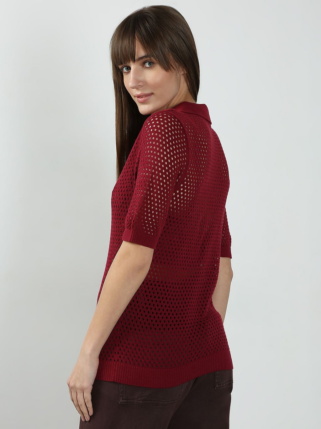 Red Semi Sheer Polo