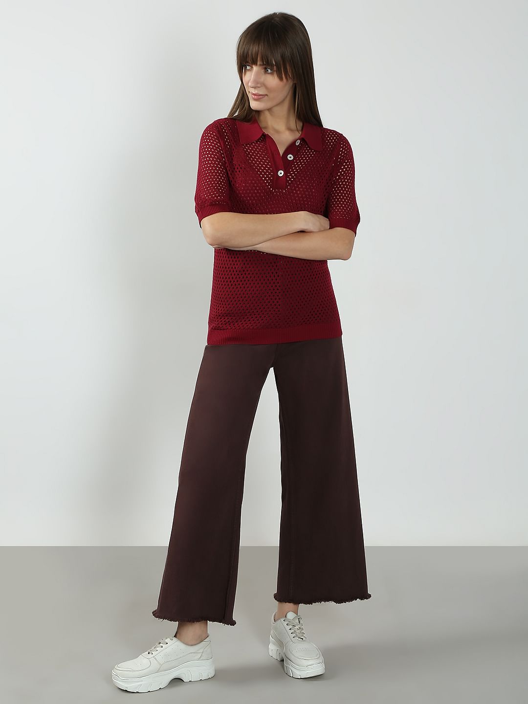 Red Semi Sheer Polo