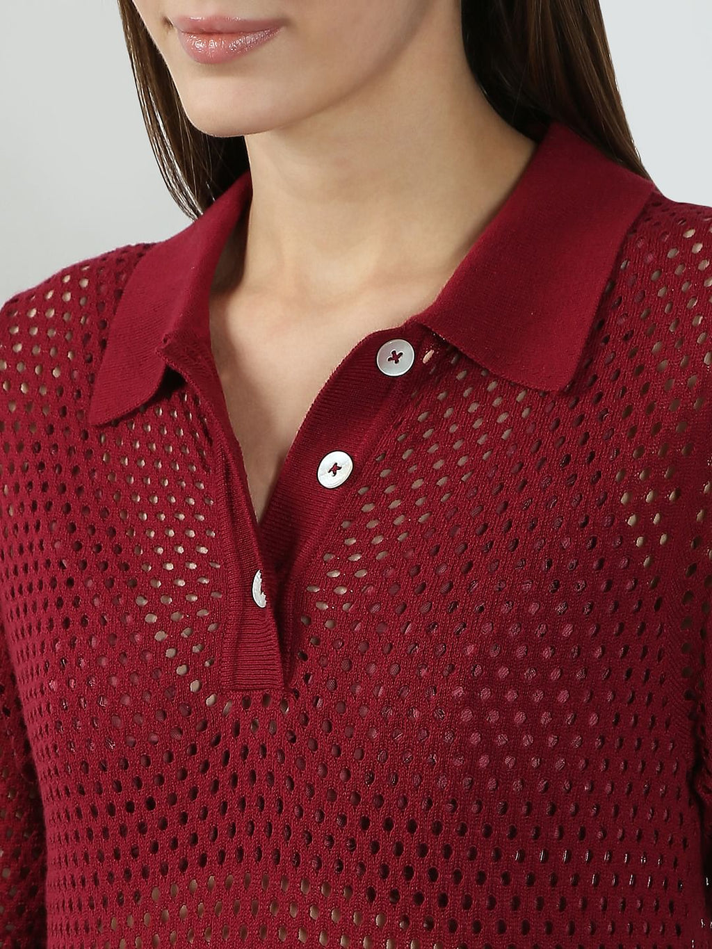 Red Semi Sheer Polo