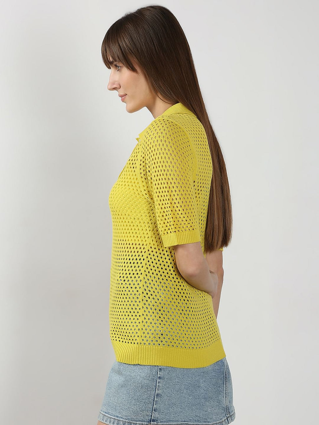 Yellow Semi Sheer Polo