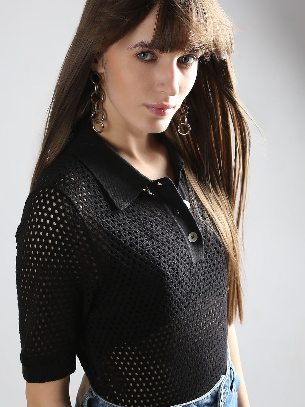 Black Knitted Polo