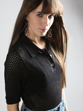 Black Knitted Polo
