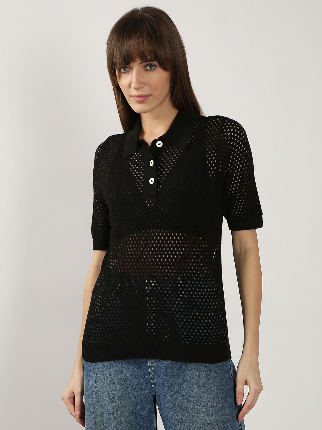 Black Knitted Polo
