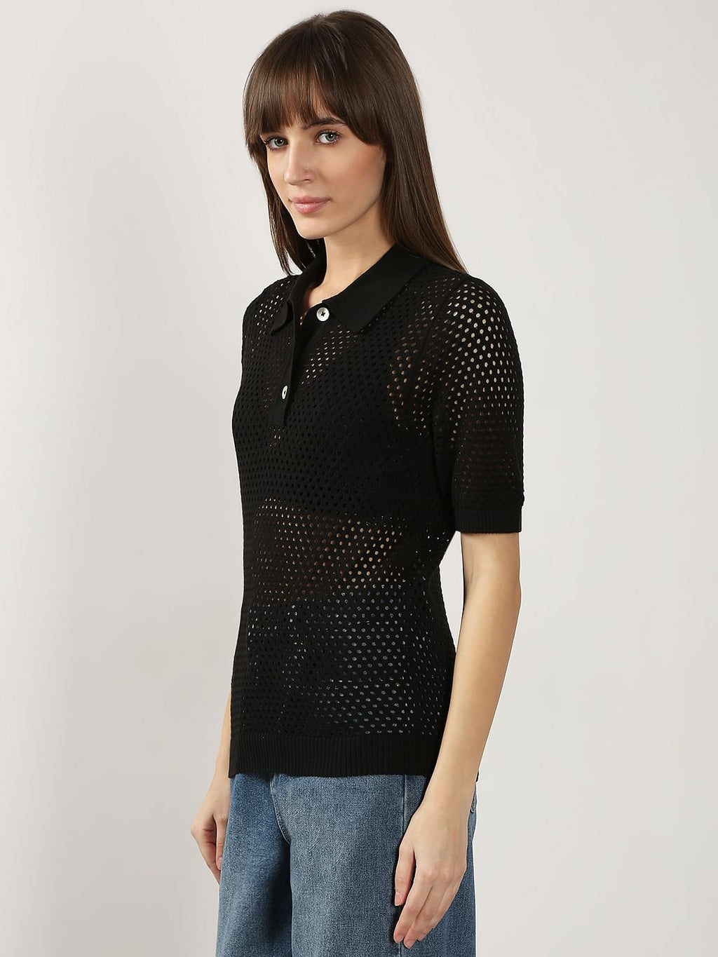 Black Knitted Polo