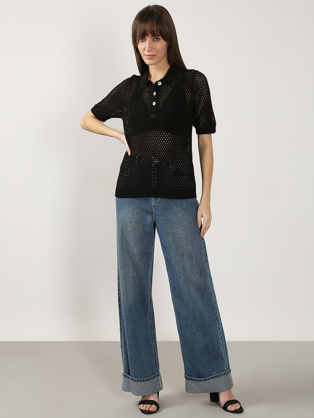 Black Knitted Polo
