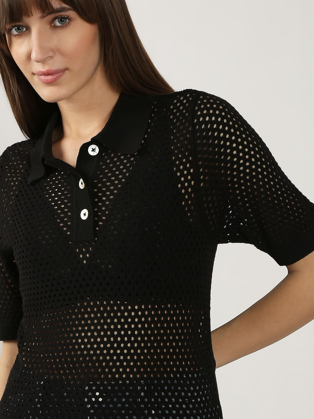 Black Knitted Polo