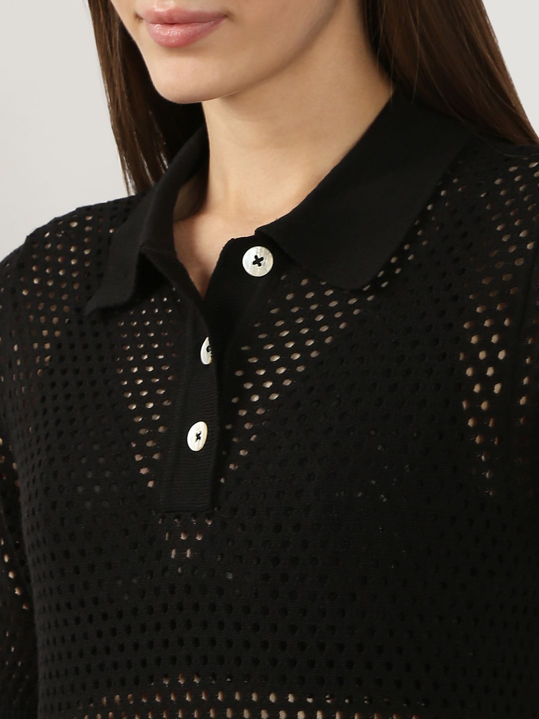 Black Knitted Polo