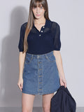 Navy Blue Knitted Polo
