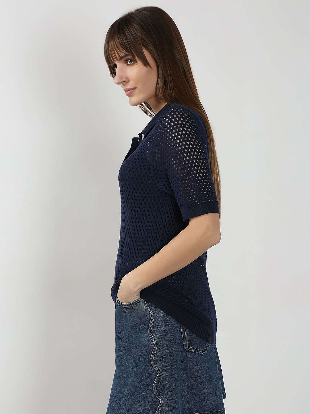 Navy Blue Knitted Polo