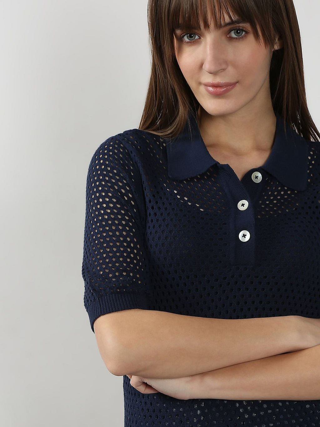 Navy Blue Knitted Polo