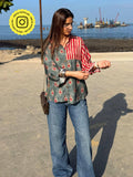 Jazba -Moss Green Dual Printed Stripe Shirt | S67 - view 1