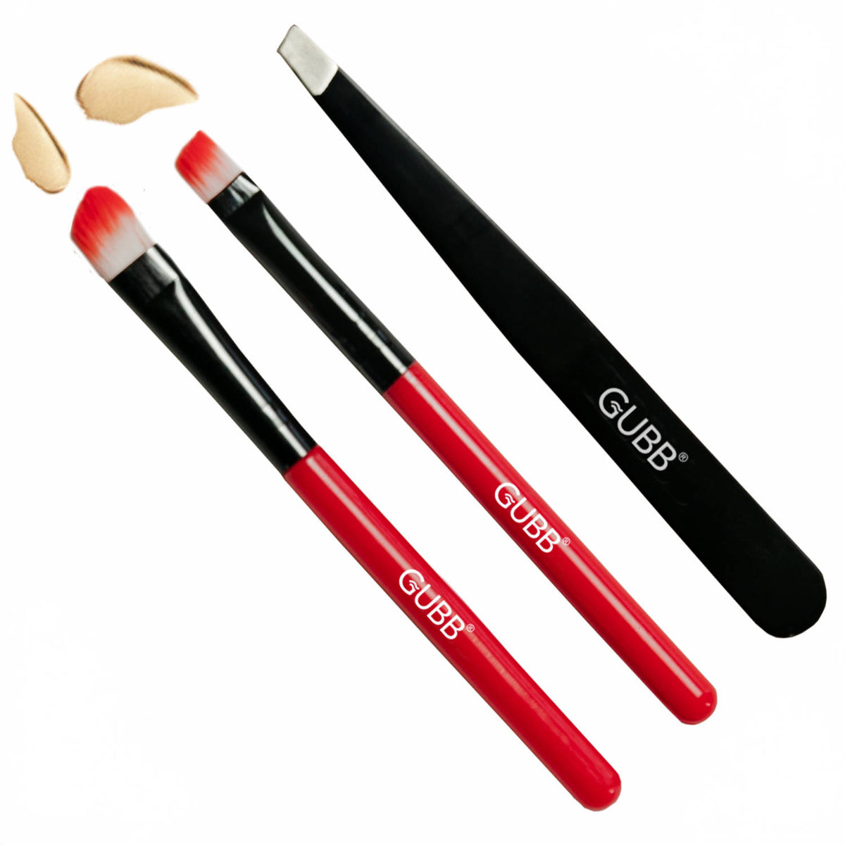 Soft Bristle Round Eye Shadow Brush and Slant Eye Shadow Brush 2with Slant Tip Tweezer | T32 - view 1