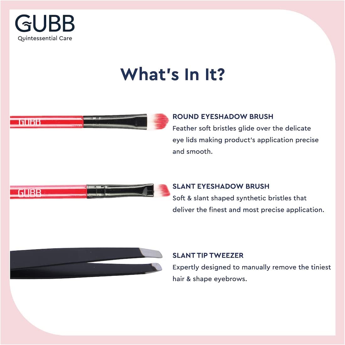 Soft Bristle Round Eye Shadow Brush and Slant Eye Shadow Brush 2with Slant Tip Tweezer | T32 - view 2