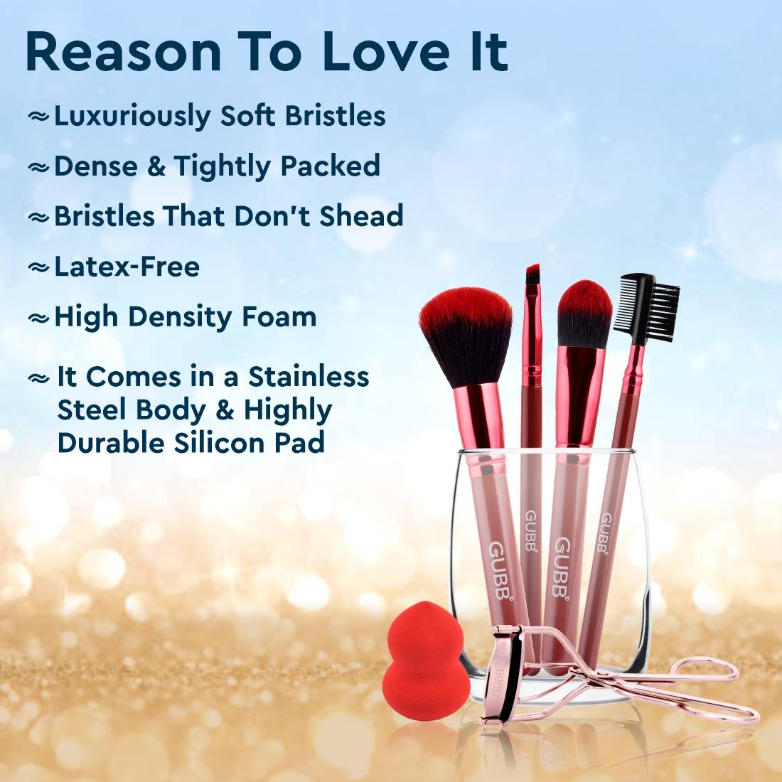 Beauty Surprise Kit, 4 Brushes, Beauty Blender and Eyelash Curler | T32 - view 4