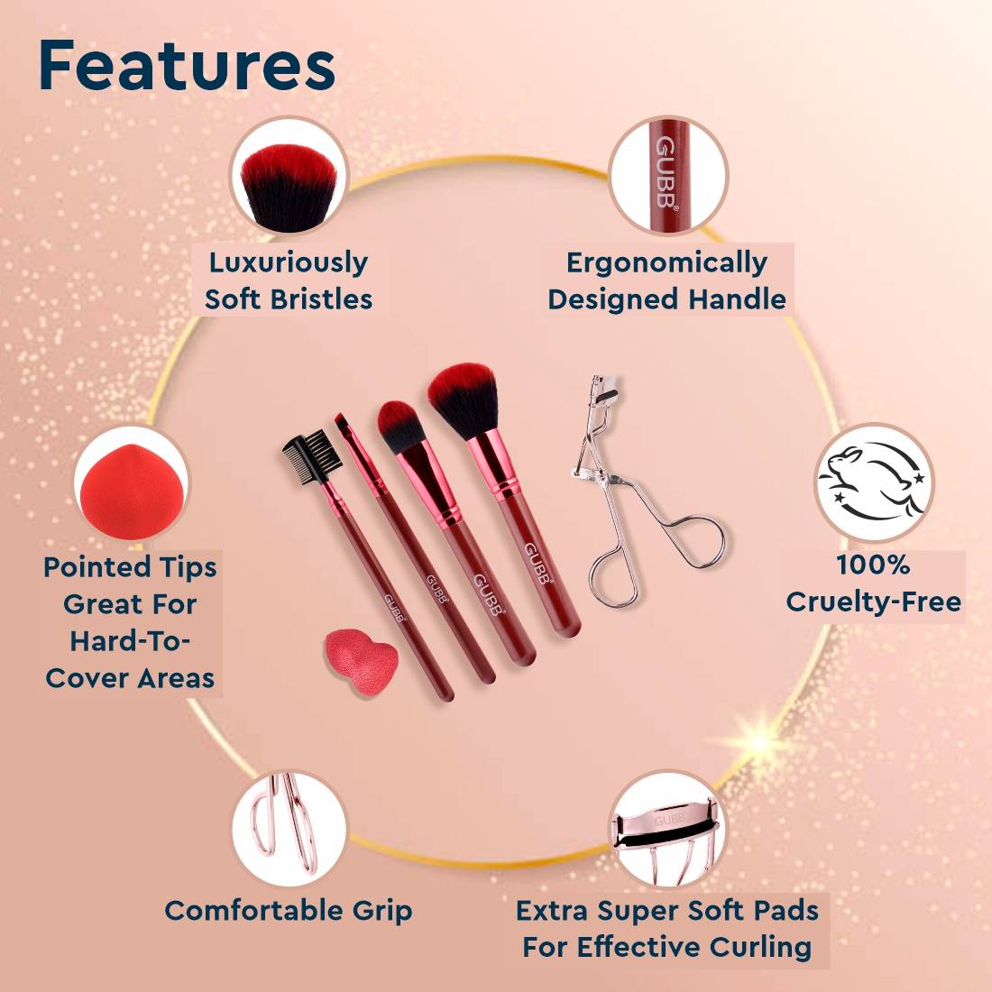 Beauty Surprise Kit, 4 Brushes, Beauty Blender and Eyelash Curler | T32 - view 5
