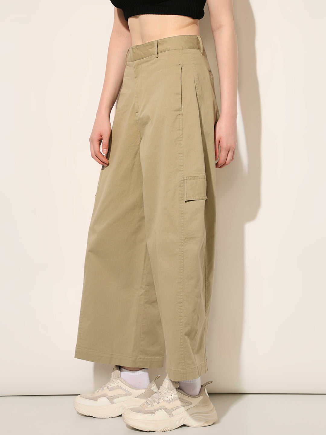 Pale Green Cotton Utility Pants
