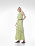 Green Cut-Work Cotton Pants