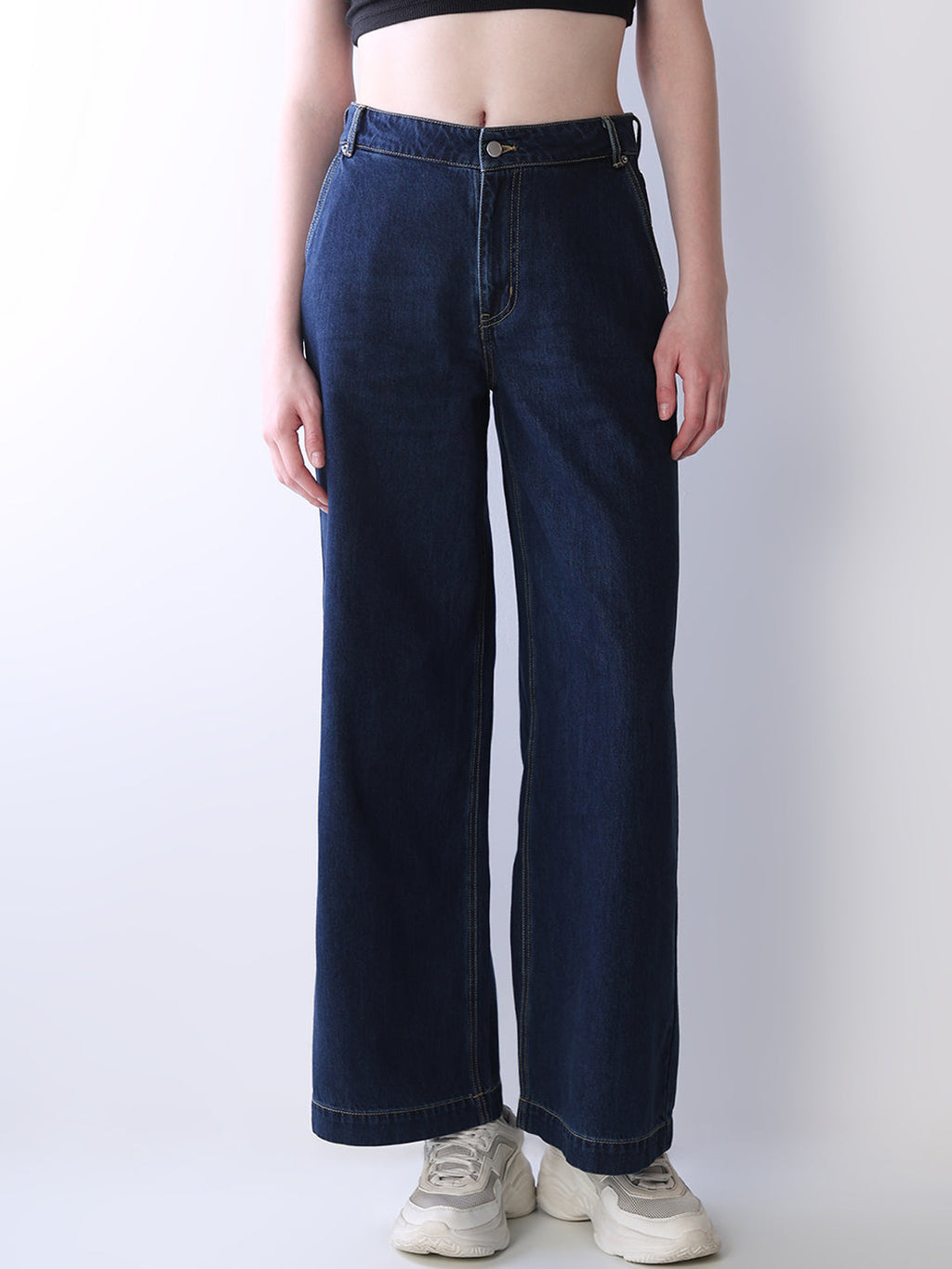 Mid Rise Wide Leg Jeans