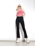 Dark Blue Cropped Flared Jeans