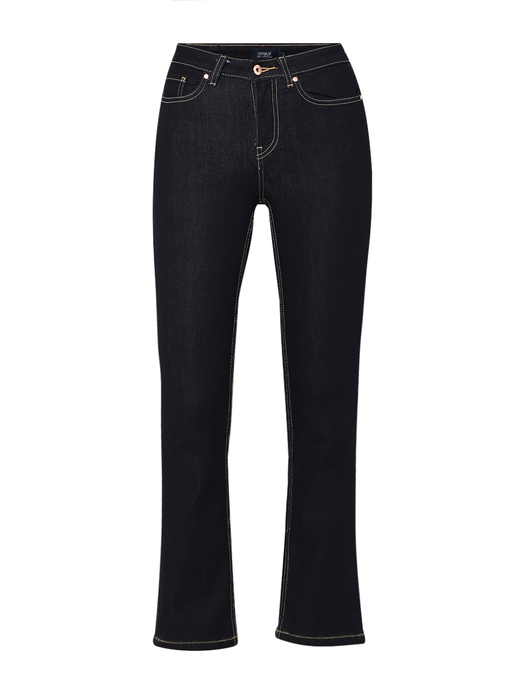 Dark Blue Cropped Flared Jeans