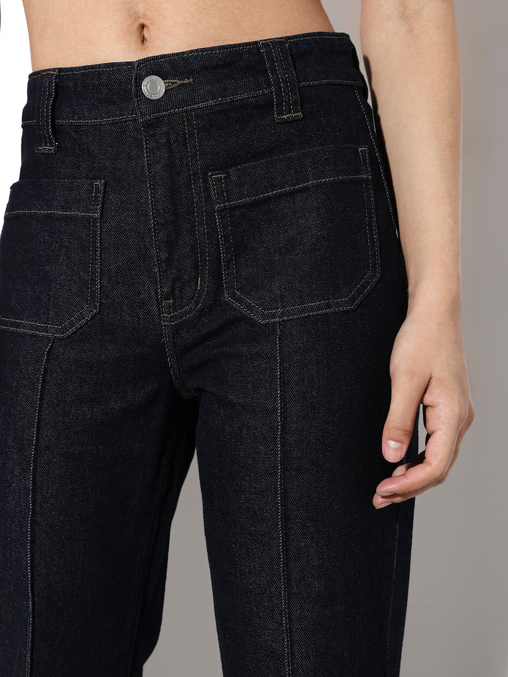 Dark Blue High Rise Flared Jeans