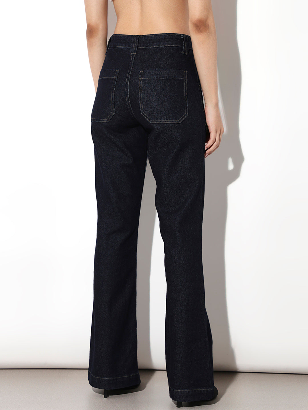 Dark Blue High Rise Flared Jeans