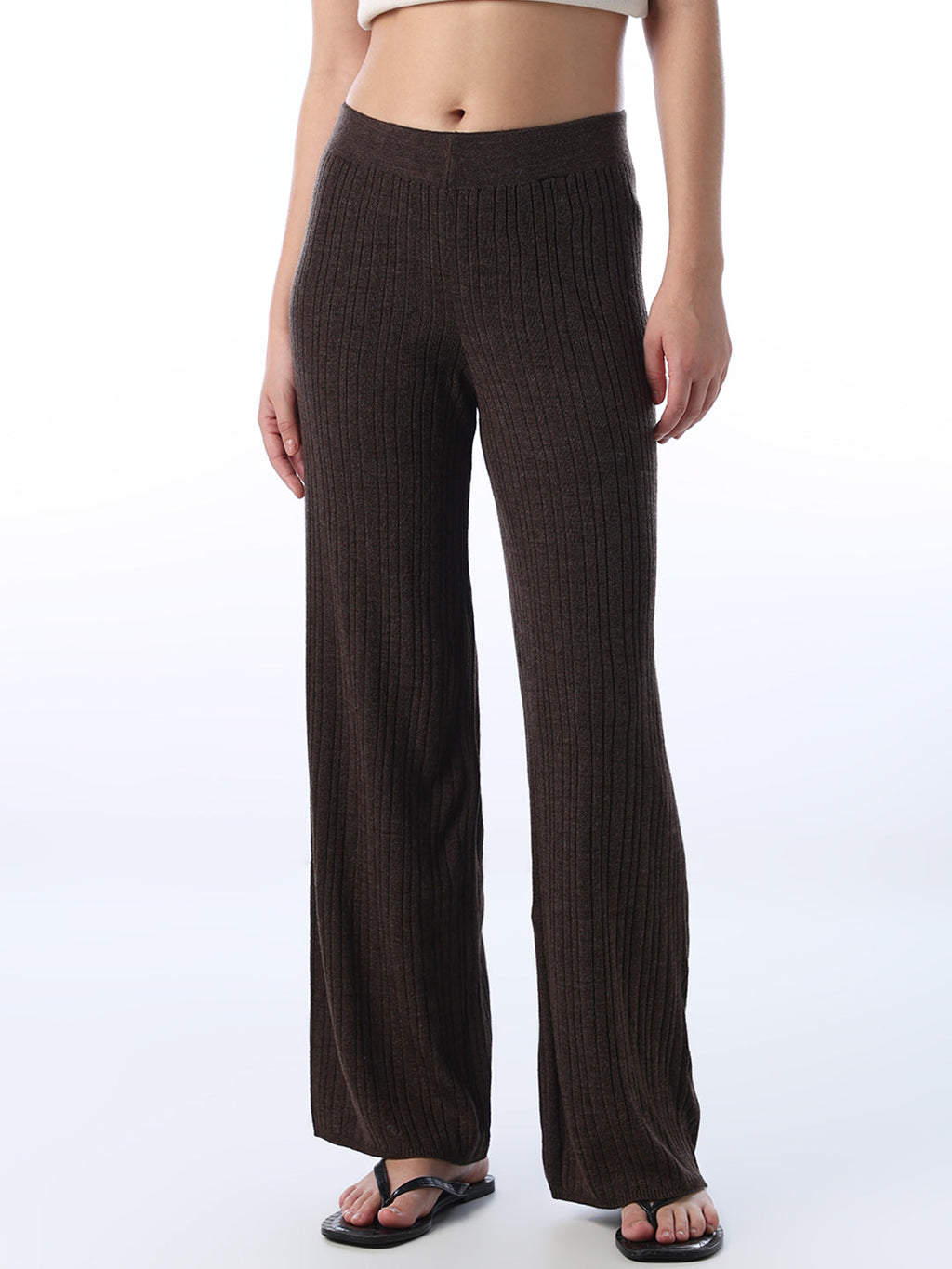 Straight Fit Rib Knit Pants