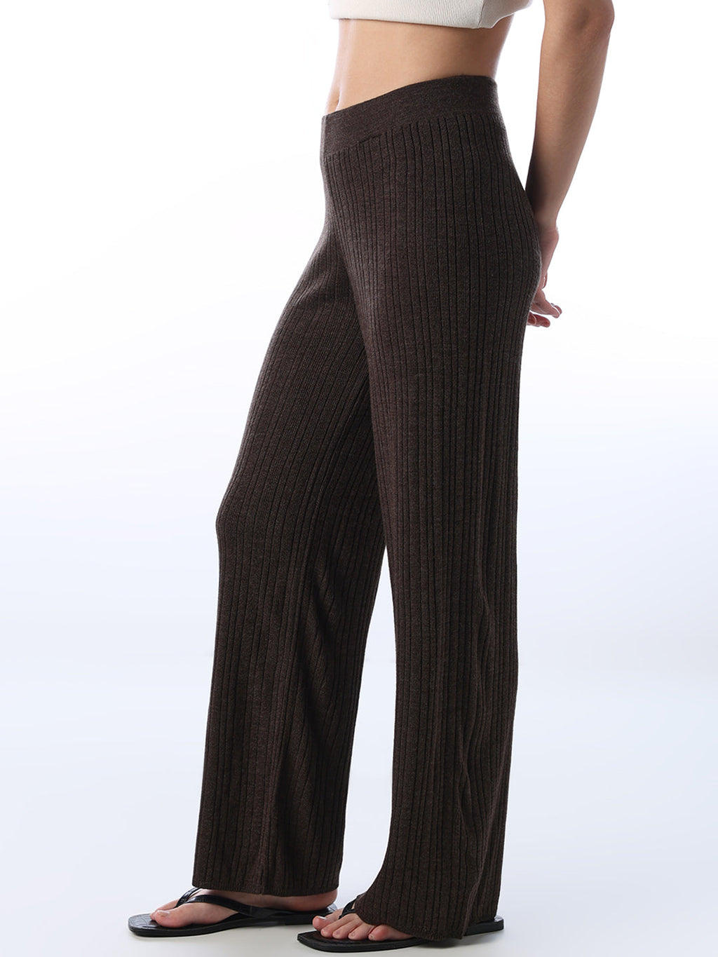 Straight Fit Rib Knit Pants