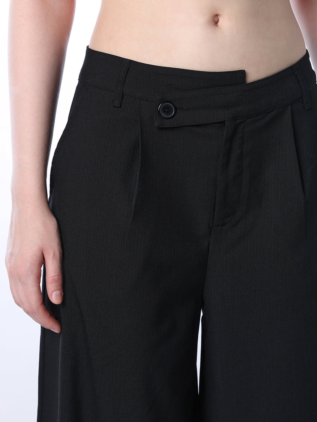 Asymmetric Waistband Flared Pants