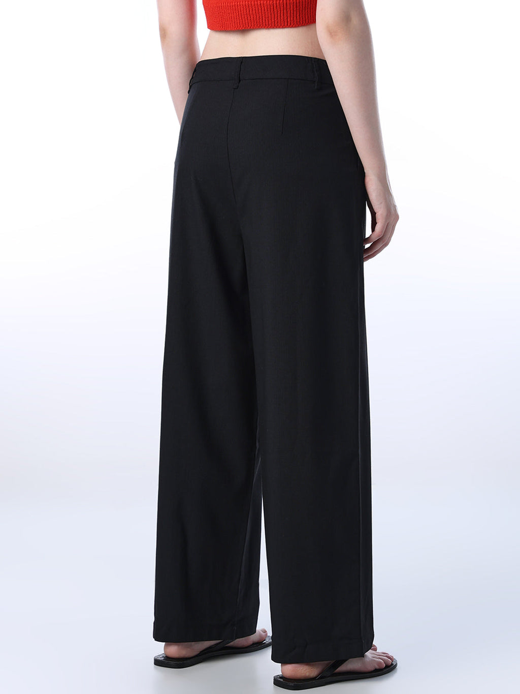 Asymmetric Waistband Flared Pants
